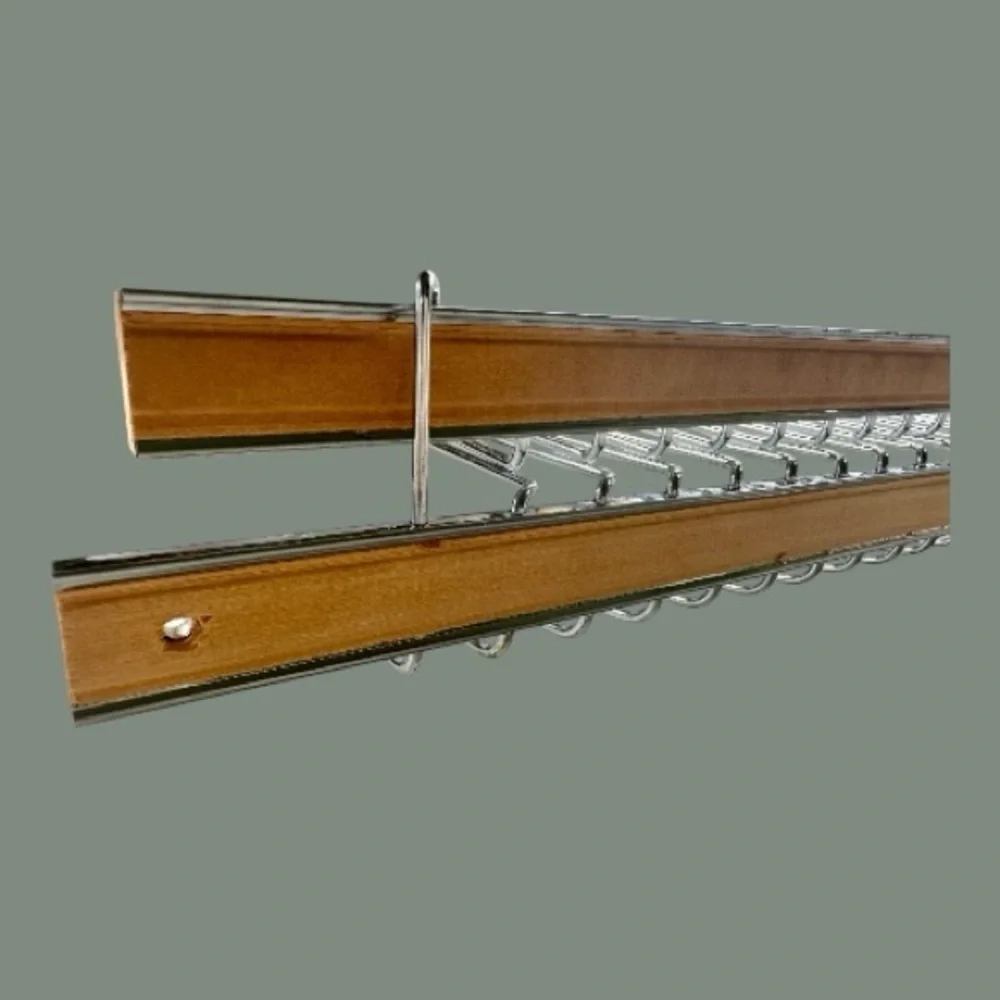 VINTAGE, TY-MASTER, AUTOMATIC TIE RACK. CHROME-PLATED. 13 3/4”W X 2 3/8”H